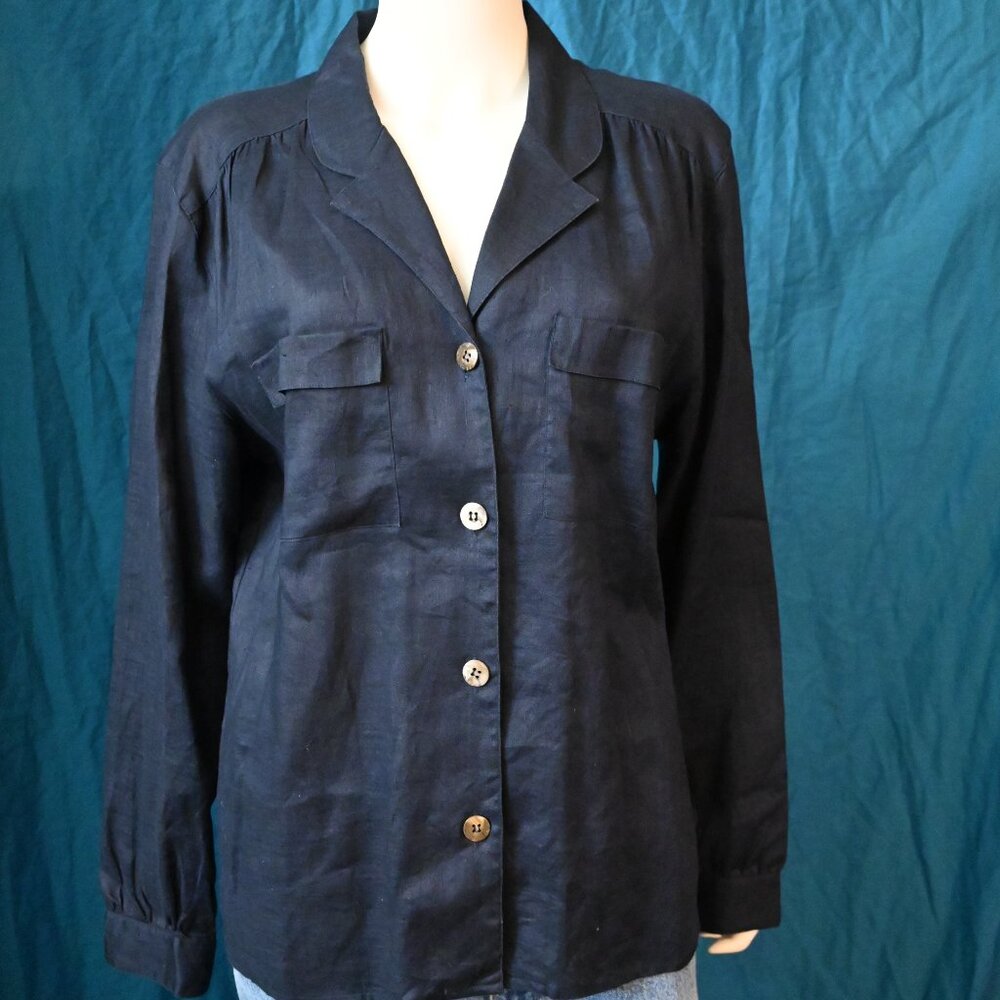 Dark blue linen blazer